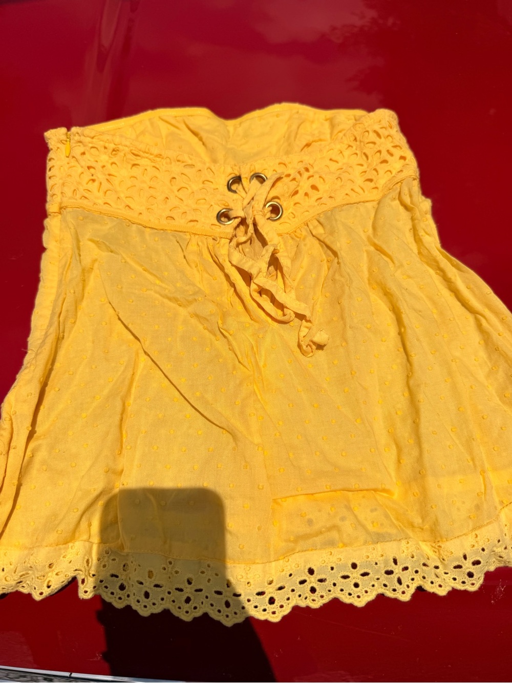 Moda International Yellow Eyelet Crop Top - Picture 3 of 3